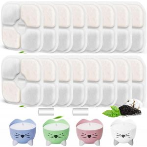 Lot De 16 Filtres De Fontaine Pour Chat Avec 2 Tuyaux, Pour Fontaine Catit Pixi, Triple Système De Filtration, Filtre De Rechange Avec Résine Et Charbon Actif, Filtre Catit Filtre Haute Efficacité - Neuf