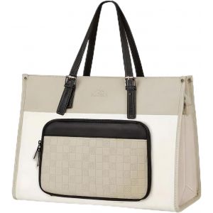 KALANKA-Sac Ordinateur Femme, 15.6 Poucses Ordinateur Portable pour Les Cours Lycee Cuir PU, Sac Cabas Femme avec Compartiment Isotherme, Universit&eacute;, &Eacute;tudiants, Travail, Bureau, Cadeau, Brun - Neuf