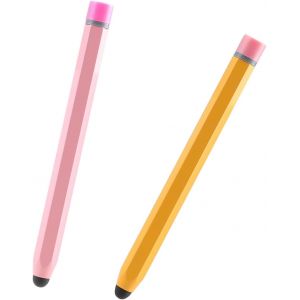 KALANKA-Lot de 2 stylets pour tablette d'enfant, tablette, t&eacute;l&eacute;phone portable, stylet en caoutchouc pour &eacute;cran tactile, stylo &agrave; bille pour enfants, stylo &agrave; bille avec stylet pour t&eacute;l&eacute;phones portables - Neuf