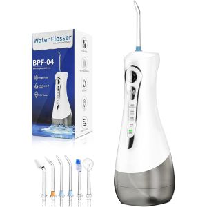 Jet Dentaire Hydropulseur Pour Cure-Dents:4 Modes Portable Sans Fil Irrigateur Buccal 320ml R&eacute;servoir Grand 6 Buses Nettoyeur Dents &Agrave; Eau Ipx7 &Eacute;tanche Rechargeable Detartreur Dentaire For Home - Neuf