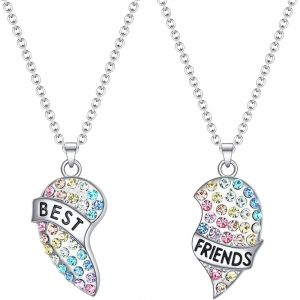 Collier D'amitié Pour 2, Collier Amitie Pour 2 Fille Collier Bff Pendentif En Forme De Coeur Collier D Amitié Ensembles De Cadeaux De Noël Pour L'anniversaire Des Femmes (2 Pièces) - Neuf