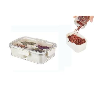 Plateau De Service Compartiment&eacute; Avec Couvercle Et Poign&eacute;e - Bo&icirc;te De Rangement &Agrave; 4 Compartiments - Neuf