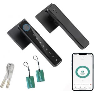 LETNERNY-Serrure De Porte D'Entrée Sans Clé À Clavier Avec Poignée, Serrure De Porte Intelligente À Empreintes Digitales, Serrures Intelligentes Pour Porte D'Entrée, Électronique Numérique, Serrure D - Neuf
