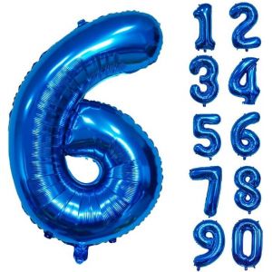 SJZG-Ballon Géant En Aluminium En Forme De Chiffre Pour Décoration De Fête D'Anniversaire, Nouvel An, Fête Prénatale, Anniversaire De Mariage (Bleu, 6) - Neuf