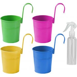 TEPPE-4 Morceaux De Pot Suspendu en Fer, Pot À Fleurs À Crochet Amovible, Ustensiles De Plantation Murale, Adaptés À La Décoration De Bureau, D'Hôtel Et De Maison. - Neuf