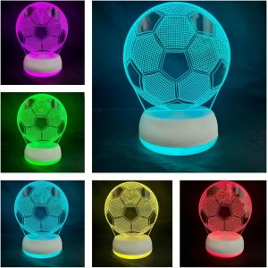 Lumi&egrave;res De Nuit De Football, D&eacute;coration De Table De Coupe Du Monde Changer De Couleur Lumi&egrave;re, D&eacute;coration De Club De Football, Cadeau D'anniversaire Pour Gar&ccedil;on Et Fille - Neuf