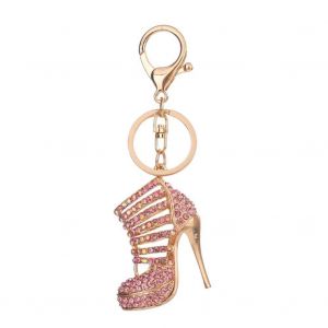 Porte-Cl&eacute;s &Agrave; La Mode Talons Hauts Chaussures Forme Pendentif Strass D&eacute;coration Porte-Cl&eacute;s (Rose) - Neuf