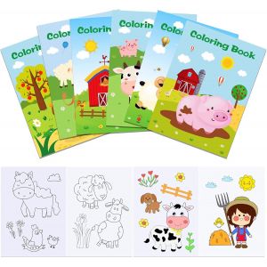 KALANKA-12 Mini Livres à Colorier Enfants, Mini Coloriage Enfants, Livrets de Coloriage Fille Garçon, Animaux de la Ferme, Petits Cadeaux Anniversaire, Remplissage Sacs Surprise - Neuf