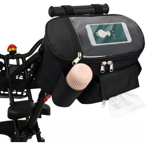 Sac De Rangement Pour Poussette, Grande Capacité, Avec Support De Téléphone Transparent, 1 Housse De Pluie Noire. - Neuf