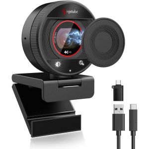 Webcam 4K pour PC, Caméra Streaming 1080P@60FPS avec Autofocus PDAF, Micros IA à Réduction de Bruit, Zoo 8X, Caméra USB avec Cache Confidentialité pour PC Portable/Mac, pour Zoom, Teams, OBS - Neuf