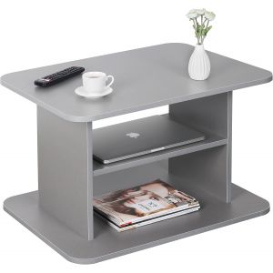 Table Basse Salon 69x45x50 Cm Wm094-Pl Table D'appoint Avec Rangement Gris - Neuf
