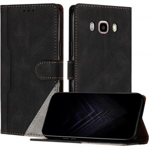 KAL-&Eacute;tui Pour Samsung Galaxy J710/ J7 2016, Housse En Cuir Pu Avec [Protection Antichoc Tpu] [Fonction Support] [Porte-Cartes ] Antichoc Magn&eacute;tique Coque Pour Galaxy J710 - Noir - Neuf