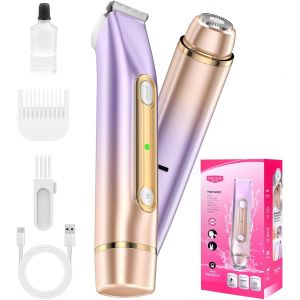 Tondeuse Femme Intime, Rasoir Electrique Femme Double T&ecirc;te 2 En 1, Rechargeable Tondeuse Bikini Femme &Eacute;tanche Ipx6 Epilateur Rasoir Pour Maillot, Visage, Aisselles, Jambes, Bras, Corps - Neuf