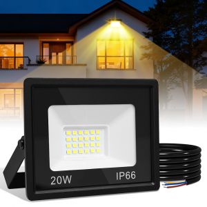 20w Projecteur Led Ext&eacute;rieur Projecteur Floodlight Ip66 &Eacute;tanche Projecteur Ext&eacute;rieur Pour Terrain De Sport Garage 3000k Blanc Chaud - Neuf