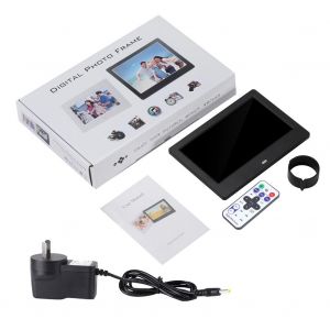Cadre photo numerique HD 7 pouces 1024 x 600, reveil, lecteur de musique et de films (noir, prise AU) - Neuf