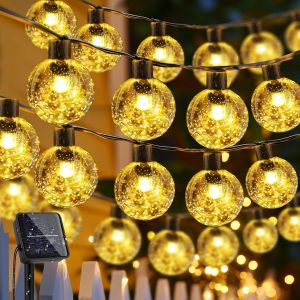 Kal-Guirlande Solaire Exterieur, 18m 100led Guirlande Lumineuse Exterieure Solaire, 8 Modes Ip65 Étanche Guirlande Lumineuse Solaire Pour Jardin, Mariage, Fête, Balcon, Éclairage Automatique(Blanc Ch - Neuf
