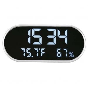 HJLIAN Reveil numerique a miroir, affichage LED, veilleuse, affichage de la temperature et de l'humidite (lumiere blanche) - Neuf