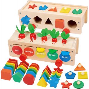 ChenQuanSarl-Jeu De Tri Montessori Jeux Montessori Enfants Trieur De Forme Bébé 1 2 3 4 Ans, 3 In 1 Montessori Apprendre Les Couleurs Jouets Educatifs Jeux Cube Bois Activités Jeux Cadeau Bebe Garçon - Neuf