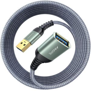 Ainope Rallonge USB type A mâle vers femelle, câble d'extension USB 3.0, transfert de données rapide, compatible avec webcam, manette de jeu, clavier USB, clé USB, disque dur, imprimante, 5 m - Neuf