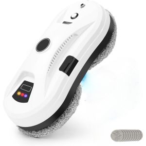 Robot Nettoyeur de Vitres,Robot Laveur de Vitre,Détection des Bords, Navigation Intelligente, Télécommande, 5600 Pa D'aspiration, pour Surfaces Lisses, Pulvérisation Automatique - Neuf