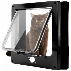 Chatière Magnétique 4 Voies, Installation Facile Pour Tous Les Animaux, Porte Coulissante Manuelle Pour Animaux Sur Mur/Bois/Porte En Pvc (Noir, Taille Moyenne) - Neuf