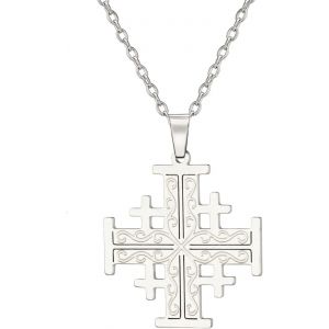 Kales-Jérusalem Croisés Croisés Croisés Chevaliers Templiers Croix Pendentif Médaillon Disque Grec Religieux Bijoux Prière Déclaration Baptême Cadeau Femmes Hommes - Neuf