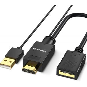 KALANKA-Adaptateur HDMI vers Displayport, 4K 60Hz Convertisseur HDMI Mâle à DP Femelle, Actif Connecteur HDMI to Display Port Cable Adapter avec USB/Audio pour Laptop Xbox 360 PS4 PS3 NS - Neuf