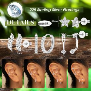 Cmjaagur-4 Paires Boucles D'oreilles Femme Argent 925 Plaquée Or 14k Créoles Argent Boucles D'oreilles Zircon Piercing Oreille Cartilage Petites Boucles D'oreilles Femme Or Pour Piercings Mu[M293] - Neuf