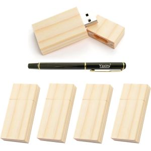 Lot de 5 clés USB 2.0 en bois d'érable 4 Go pour stockage de données - Neuf