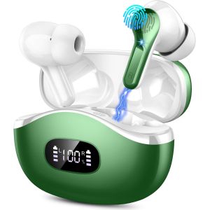 KALANKA-&Eacute;couteurs Bluetooth sans Fil, Ecouteurs Bluetooth 5.3 avec ENC Antibruit Mic, Oreillette Bluetooth HiFi St&eacute;r&eacute;o, 40 Heures Casque Bluetooth pour iOS Android, IP7 &Eacute;tanche &Eacute;couteur sans Fil, USB - Neuf