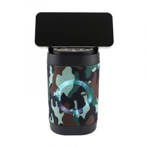 Enceinte Bluetooth, enceinte sans fil portable avec recherche automatique des stations FM, lumi&egrave;res &agrave; couleurs changeantes, id&eacute;ale pour les f&ecirc;tes, la plage et le camping (camouflage). - Neuf