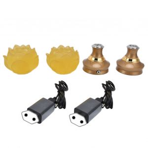 Hjlian Lot De 2 Lampes Led Bouddhistes En Forme De Lotus Avec Base En Alliage, Lampe De Bouddha Coloree, Ornement, Priere, Foi, Prise Ue 100-240 V - Neuf