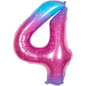 40 Pouces Foil Ballon Chiffre 4 Rose-Bleu (101cm),Gonflable Hélium ou Air,Géant Numéro 0-9,10-29,30-100,Grand Ballons pour Mariage,Décoration de Fête d'anniversaire - Neuf