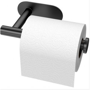 Porte-papier toilette mural noir, sans perçage, autocollant 3M, en acier inoxydable, pour cuisine et salle de bain - Neuf