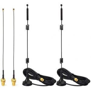 Bin Antenne WiFi Omnidirectionnelle 9dBi MIMO RP-SMA Bi-Bande 2.4GHz 5.8GHz, Câble 15cm de Prise Micro Coaxiale 0.3mm pour Amplificateur Routeur Caméra WiFi PCIE Carte Réseau sans Fil,2 Paquets - Neuf
