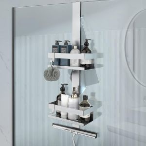 Etagere Douche à Suspendre, Acier Inoxydable SUS304, Etagere Salle de Bain sans Percage pour le gel Douche et le Shampooing (Argent) - Neuf