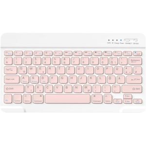 Clavier Léger Silencieux, Clavier Silencieux Léger Rechargeable et Portable, 14 Raccourcis Multimédias, Clavier sans Fil Bluetooth Compatible avec iOS, Mac, Windows, Android, Rose - Neuf