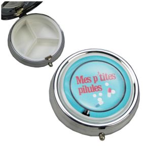 Promotion ! Boite &Agrave; Pilules 'mes P'tites Pilules' Bleu - 5x1. 5 Cm - Neuf