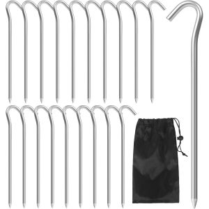 Lot De 20 Sardines Camping De Tente,Sardines De Fixation En Aluminium De 18 Cm,Clous Adapt&eacute;s Aux Tentes,Jardinage,Auvents,Aux &Eacute;curies Et &Agrave; Sardine De Fixation Diverses Surfaces Durcies (Argent) - Neuf