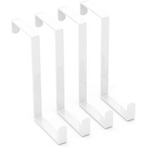 MEVRONISSHOP-Porte Manteau Pour Porte&iquest;4 Pi&egrave;ces Blanc Accroche Porte 2-3 Cm(&Eacute;paisseur de la porte) X14cm Patere Porte Manteau Mural Sans Percage, Crochet de Porte R&eacute;versible en Forme de Z - Neuf