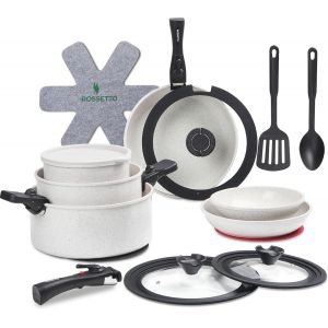 Subzonal-Set De Cuisine Comprenant 23 Pi&egrave;ces. Une Marmite, Une Sauteuse, Des Po&ecirc;les Et Des Casseroles Le Tout Empliable, Poign&eacute;e Amovible, Avec Un Revetement Anti-Adh&eacute;sif, Sans Pfoa Et Pfos - Neuf