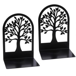 Serre-livres, mini serre-livres, séparateur de livres en métal arbre de vie, pour décoration de bureau, enfants, écoles, design, CD, librairie, étagère, noir, 1 paire - Neuf