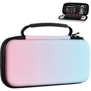 Eryi-Étui De Transport Compatible Avec Nintendo Switch Oled Modèle 2021/Switch, Coque De Protection Portable En Eva Avec 10 Fentes Cartes De Jeu, Housse De Rangement Pour Switch Accessoires, Rose Ble - Neuf