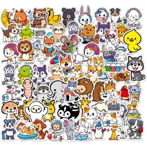 Lot De 150 Autocollants Imperméables Pour Bricolage,Ordinateur Portable,Bouteille D'eau,Journal,Autocollants En Vinyle Imperméable De Qualité Supérieure (Animaux Mignons) - Neuf