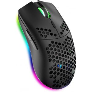 Dda-Souris De Jeu Sans Fil, Coque En Nid D'abeille Avec 11 Rétroéclairage Chroma Rvb, 3 400 Dpi, 6 Boutons Programmés, Récepteur Usb, Économie D'énergie, Souris Sans Fil Pour Pc, Noir - Neuf