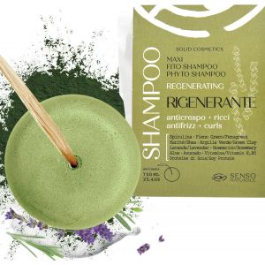 Shampoing Solide R&eacute;g&eacute;n&eacute;rant Anti-Frisottis Pour Cheveux Boucl&eacute;s Avec Spiruline, Fenugrec, Argile Verte, Naturel, Bio, Vegan Et &Eacute;cologique, Ph 4,5-5,5 (3) - Neuf