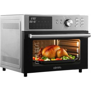 SUBZONAL-Inox Air Fryer xxl 30L, 1800W Friteuse Sans Huile, 21 in 1 Petit Four a Pizza Electrique avec 7 Accessoires, Grande Capacit&eacute;, Livre Recette, Grill, Dual Cook, Argent&eacute; - Neuf