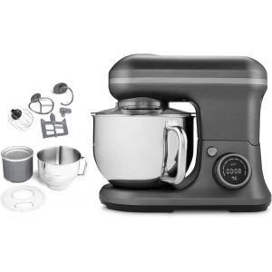 Nouvelhorizonstore-Robot De Cuisine (1 200 Watts, 8 Vitesses, M&eacute;langer P&eacute;trir Remuer, &Eacute;cran Digital, Bol En Inox De 5 Litres, Bol &Agrave; Glace Pour La Pr&eacute;paration De Glace, Md18420) Anthracite - Neuf