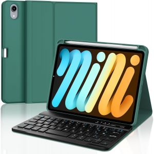 Coque Clavier Pour Ipad Mini 7 A17 Pro 2024/ Mini 6 2021 8.3"", Azerty Clavier Bluetooth Détachable Pour Ipad Mini 7/6 8.3"", Vert Foncé - Neuf