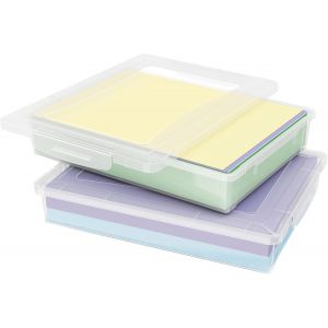 Lot de 2 Boite de Rangement A4 avec Couvercle,Boite Rangement Document Papier,Boite Archives Carton Plastique,Boîtes de Stockage,Caisse de Rangement,Boite Classement,Transparent - Neuf